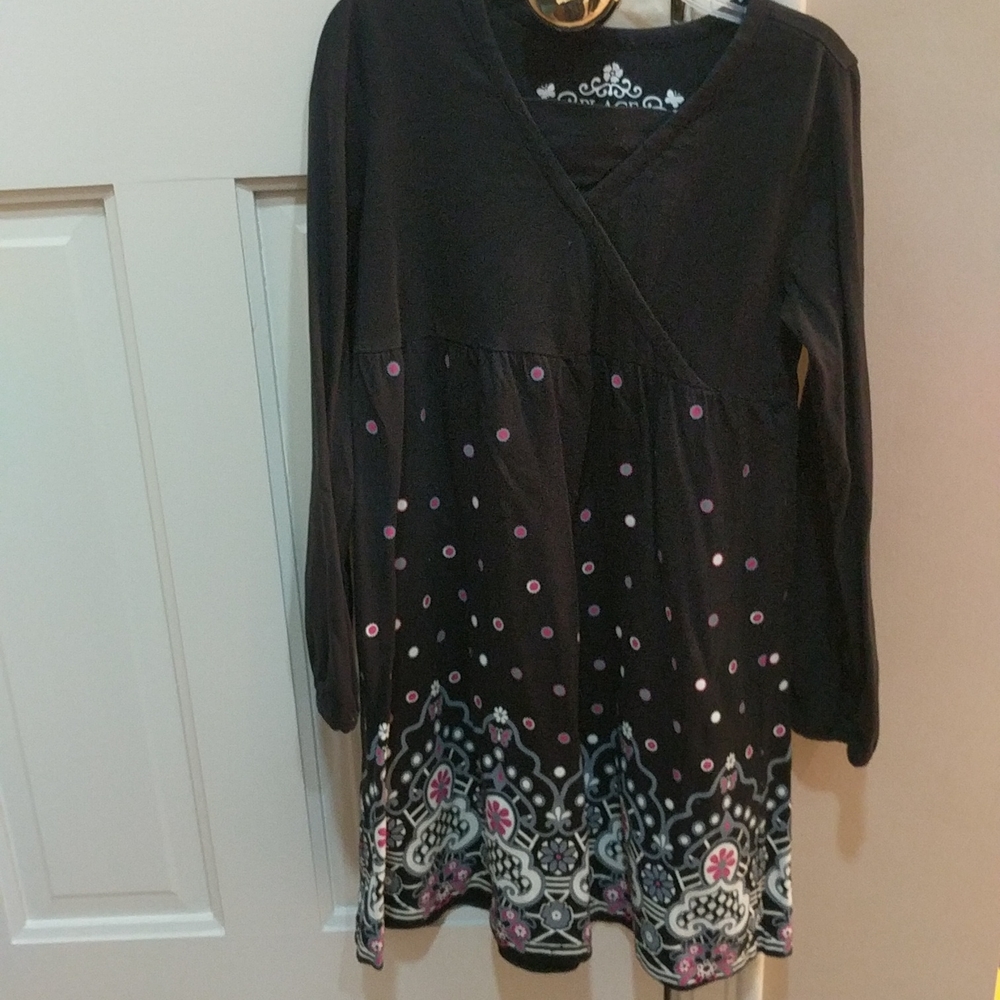 Girls cotton dress with pink, silver, and gray designs make it festive!